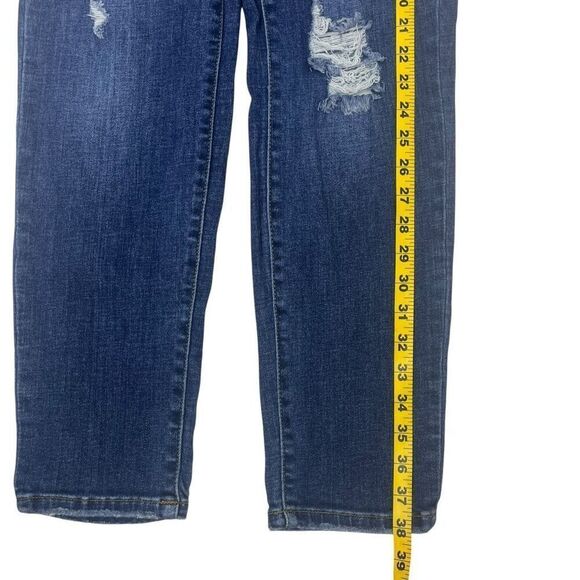 Judy Blue Womens Distressed Slim Straight Jeans Blue Denim Medium Wash Size 5/27 - Picture 9 of 16